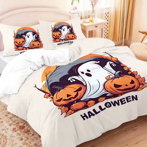 Halloween Cartoon Ghost Print Bedding